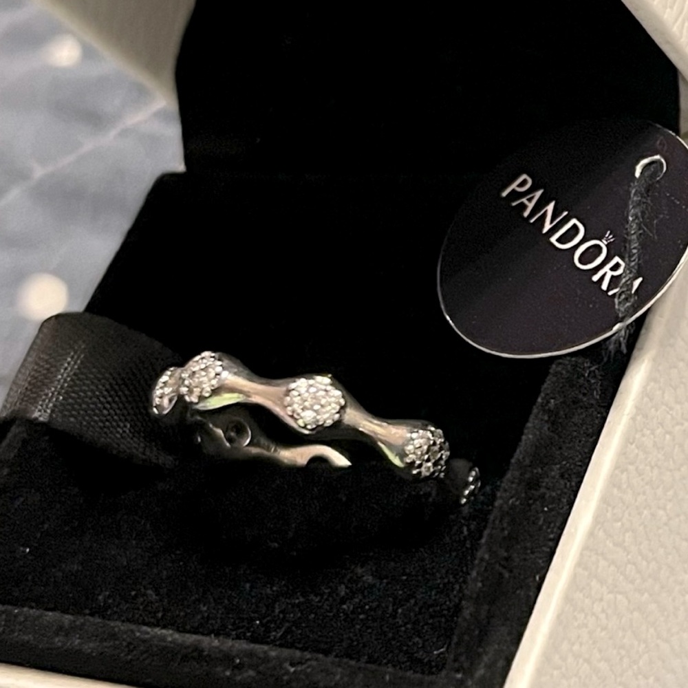 PANDORA Pave “Love Pods” SS925 Ring, #197295CZ-56, Size 7.5, NWT!